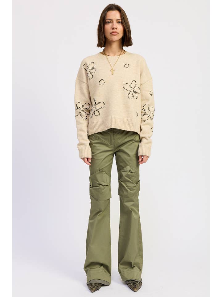 OAT FLORAL WHIPSTITCH SWEATER for wholesale on Faire3