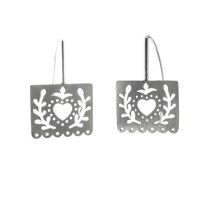Papel Picado Heart Corazon Earrings for wholesale by Kalai Jewelry