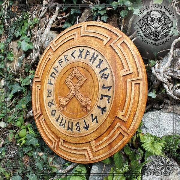 Forged In Wood - Vente Décoration murale - Rune Odal en bois d’iroko - Le cadeau parfait pour Viking2