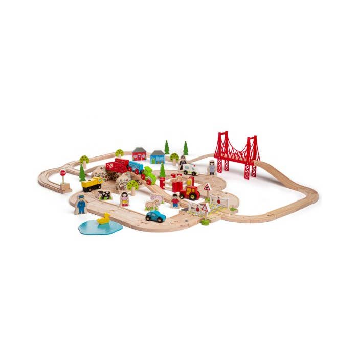 Bigjigs Toys - Wholesale Toy Set - Kids - Rural Rail and Road Set