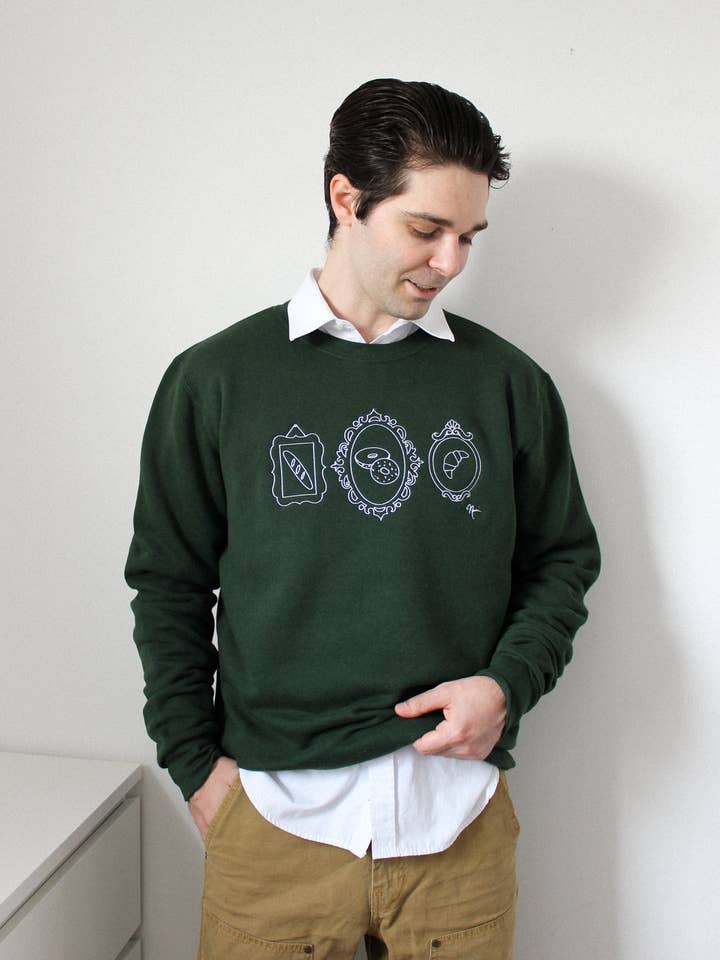 WITH NINI – wholesale Sweatshirt - Unisex – Broderad Art of Crumbs bambutröja (grön)