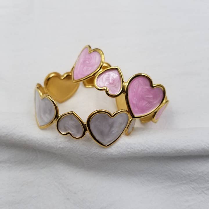 Love Heart Cuff Bracelet - Stainless Steel for wholesale by ENA Jewelry