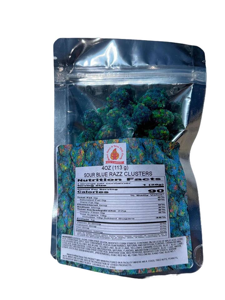 Sour Blue Razz Clusters for wholesale by Mike's Sweet and Spicy