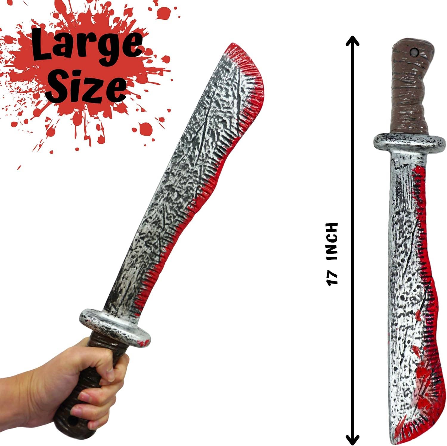 4E's Novelty - Wholesale Costume - Kids - 17’’ Fake Bloody Machete - Large Plastic Knife with Fake Blood, Halloween Costume Accessory1