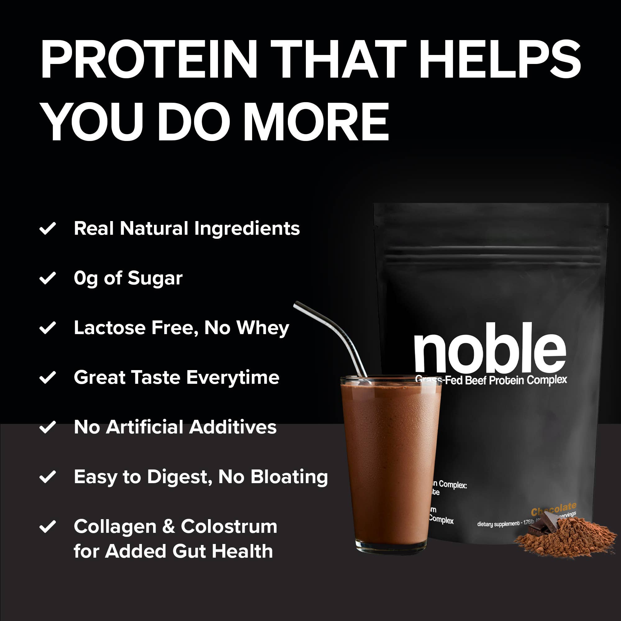 Noble Origins - Wholesale Protein/Superfood Powder - Noble Grass-Fed Beef Protein: Chocolate 3
