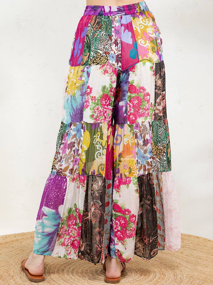 Young Threads - Wholesale Pants - Women's - Retro Revival Long Flared Patchwork Pants (New Color)73