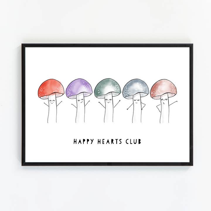Happy Hearts Club Print for wholesale by Wild Cherry Prints