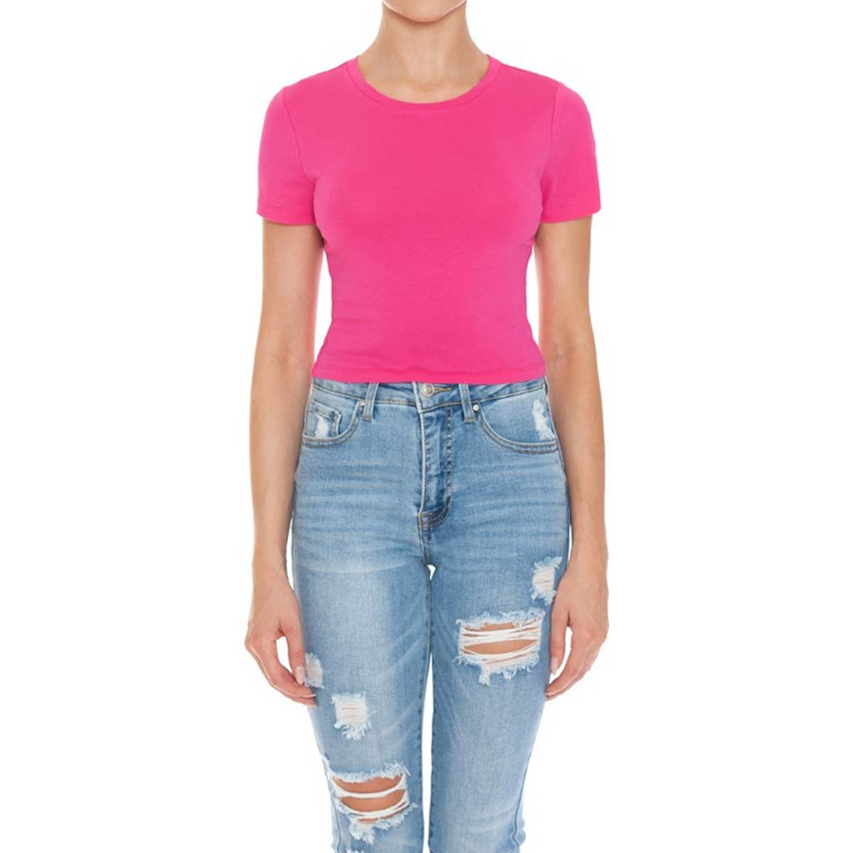 UP CLOTHING - Vente T-shirt – femme - T-SHIRT COURT À MANCHES COURTES ET COL ROND35