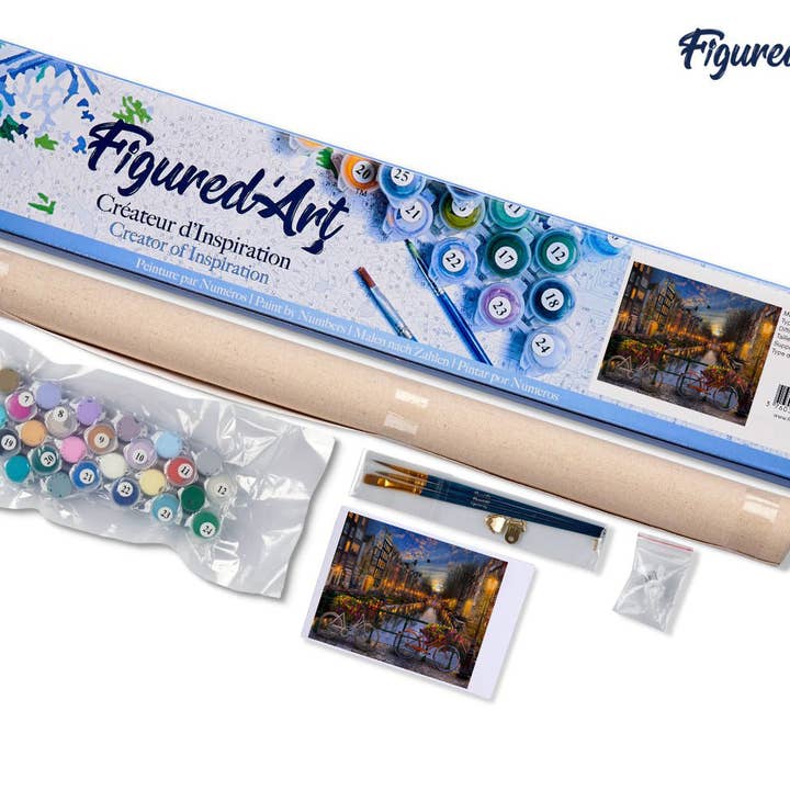Figured'Art - Wholesale Doe-het-zelf-knutselset - Schilder op nummer Amsterdam Canal - Opgerold canvas