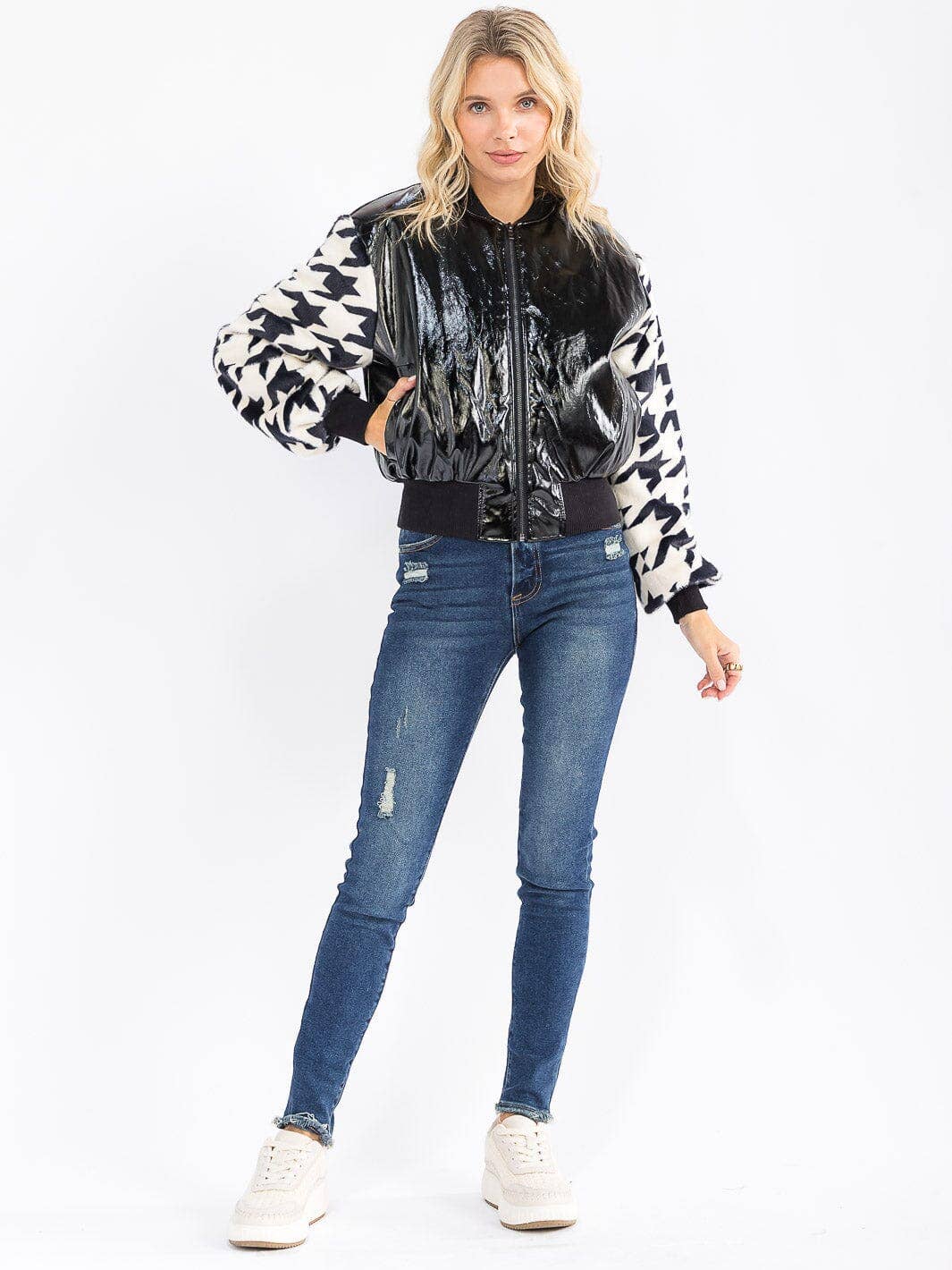 kycozy - Wholesale Leather Jacket - Women's - WOMEN'S LONG SLEEVE ZIP UP FRONT POCKETS PUFFER PU PLEATHER JACKET0