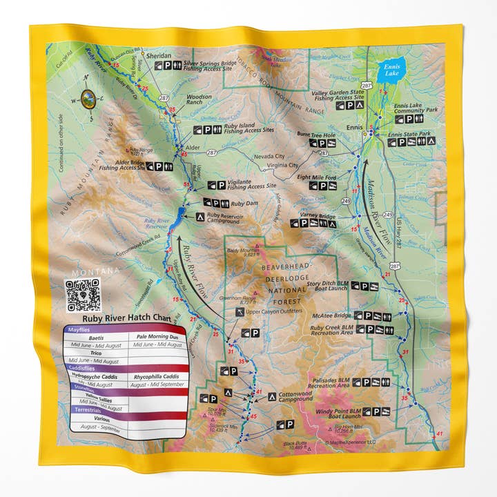 Ruby River Montana Microfiber Map Bandana for wholesale by Map the Xperience