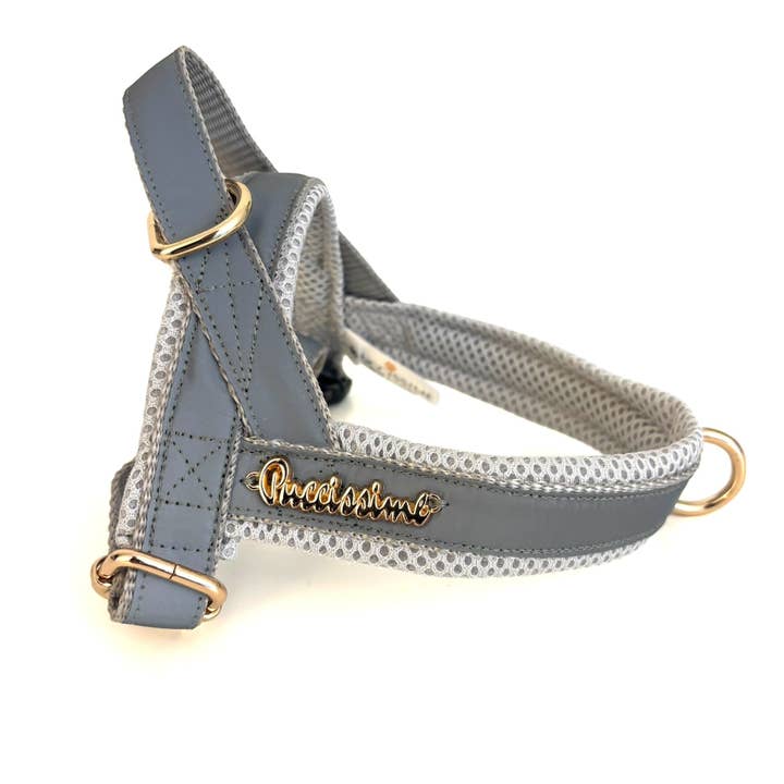 Shine Reflective One-Click Dog Harness for wholesale by Puccissimé Pet Couture