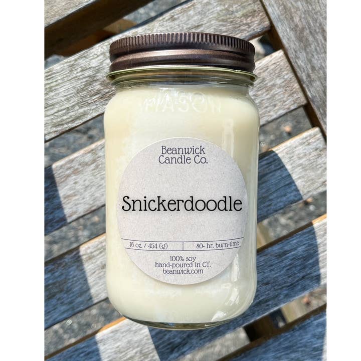 SNICKERDOODLE sojakaars in Mason Jar Uniek cadeau voor wholesale door Beanwick Candle Co.