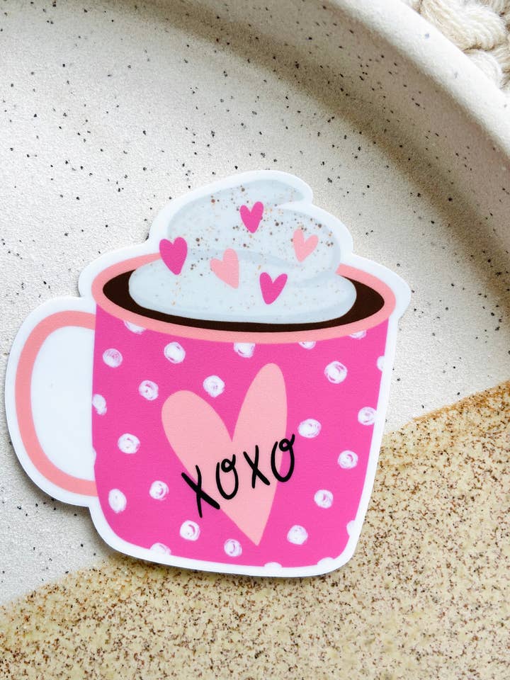Valentine's Day Hot Cocoa Mug Sticker for wholesale by Makerie Day