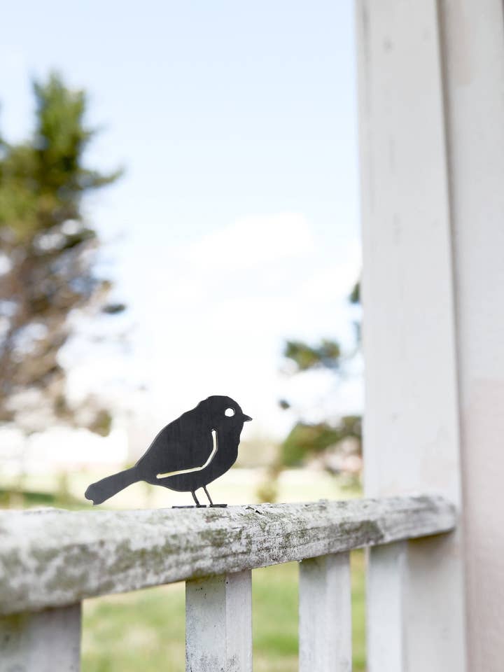 Metal Bird Statue - Chickadee for wholesale by Highland Ridge | Handmade Home Decor