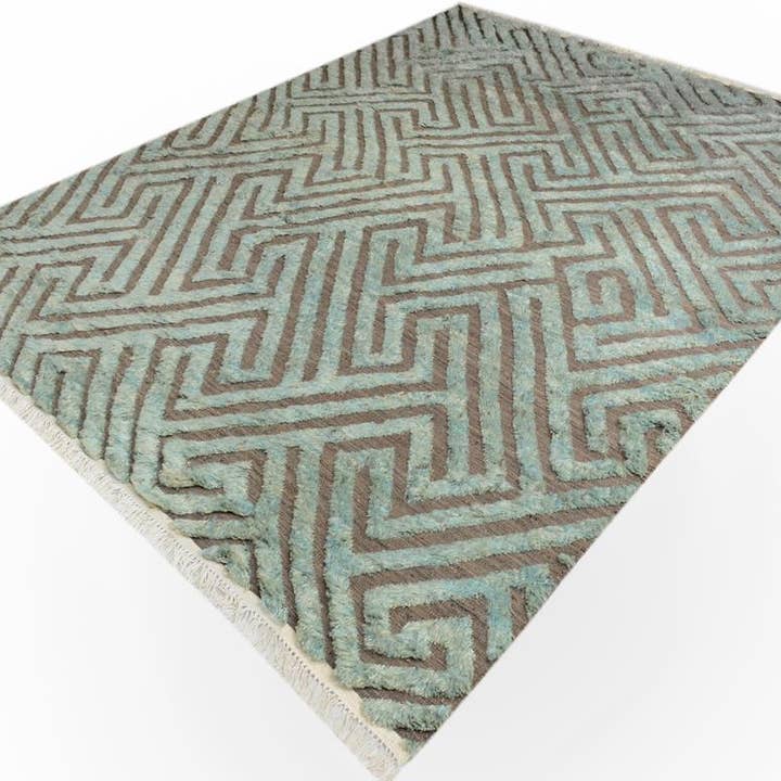 Tappeto in lana grigio/verde astratto marocchino alto-basso Jerrold - 256 cm x 315 cm per la vendita all'ingrosso da parte di Arshs Fine Rugs