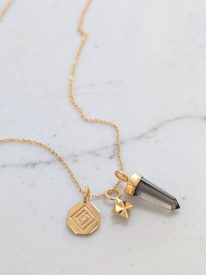 Die Trio-Sternpunkt-Rauchquarz-Halskette für den Großhandel von Lapis London