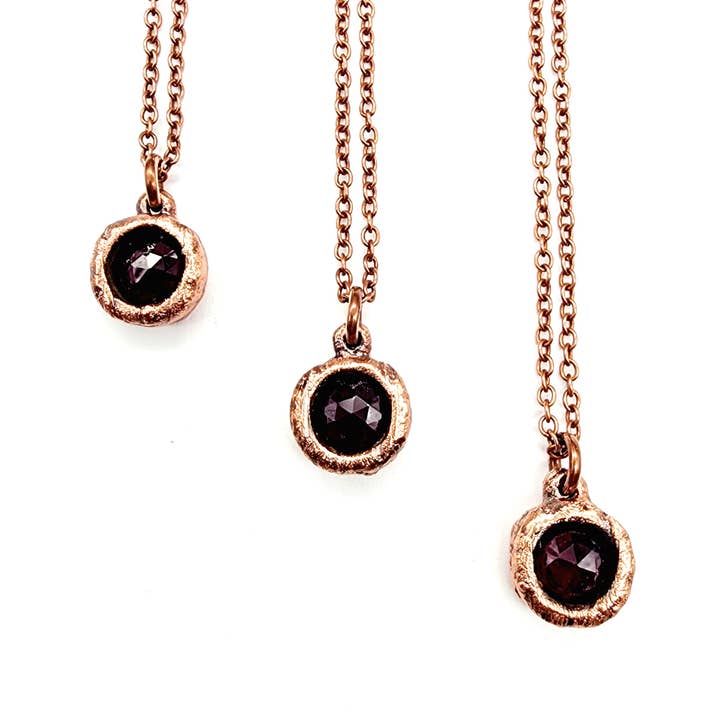 Faceted Rhodolite Garnet Necklace // Electroformed Jewelry for wholesale by MergingMetals