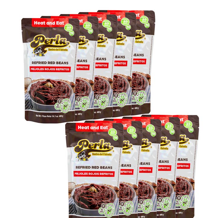 Perla Feijão Vermelho Refrito (Frijoles Rojos Refritos) 14 oz, Pack de 10 por atacado de Amerisal Foods