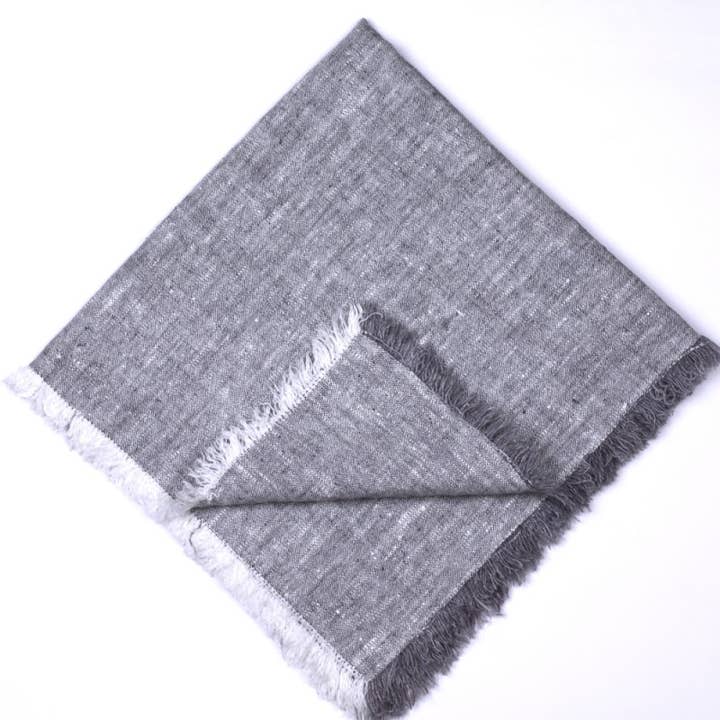 Linen Napkin – Stonewashed – Heather Grey with Frayed Edges for wholesale by LinenCasa