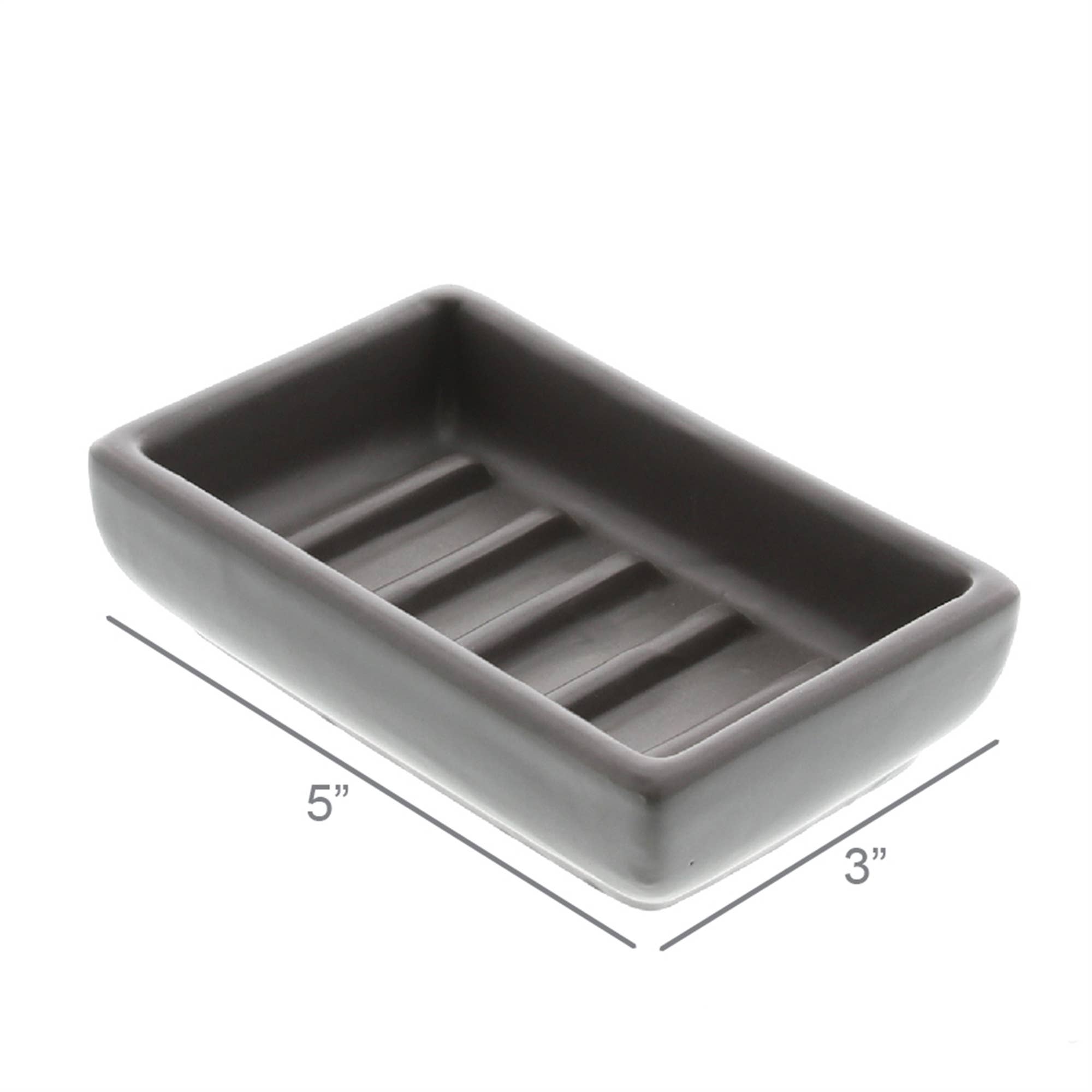 HomArt - Wholesale Bath Soap Dish - Luna Ceramic Soap Dish - Rect - Matte Grey1