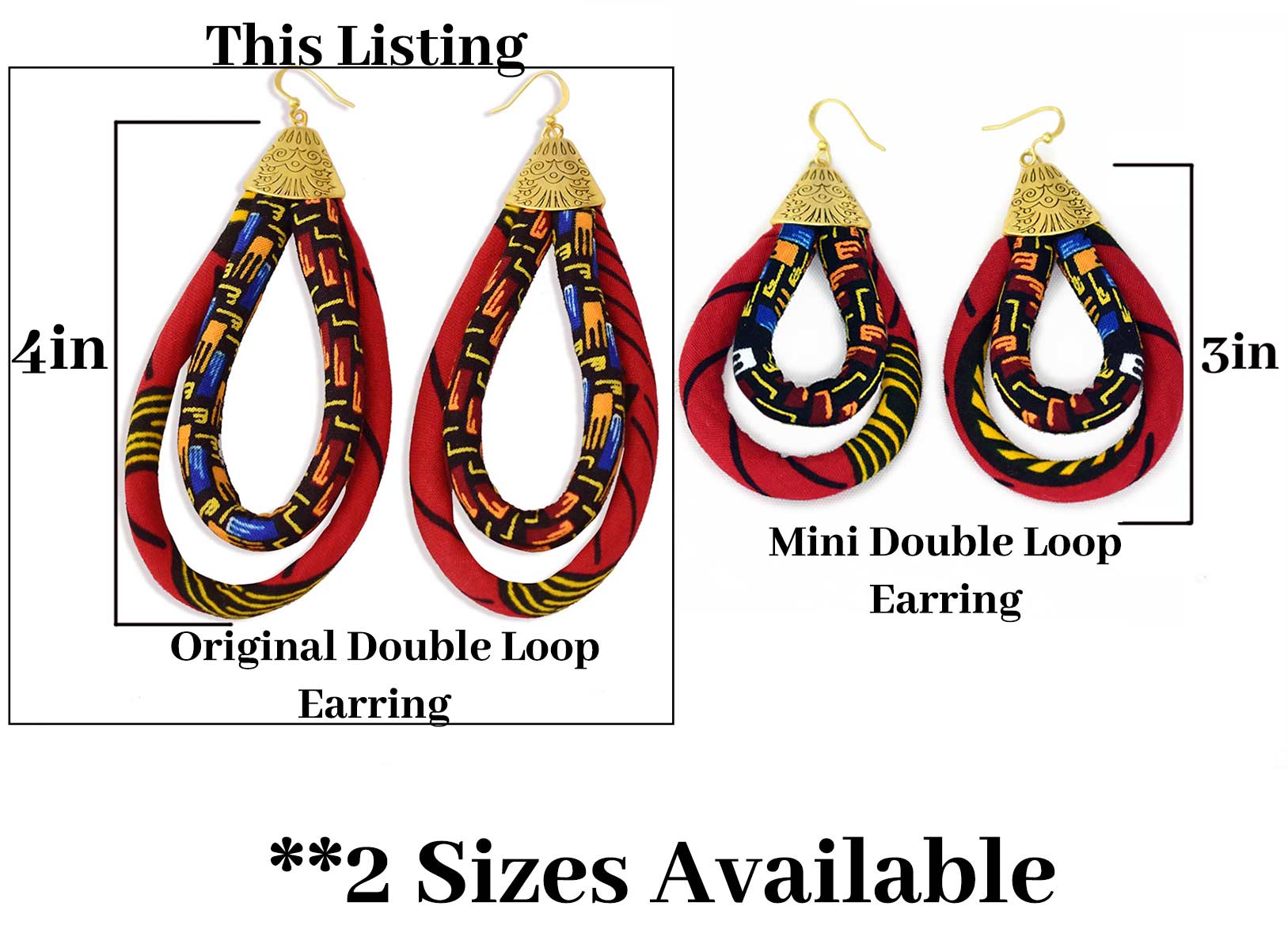 Cloth & Cord, LLC - Wholesale Dangle Earrings - Ankara African Double Loop Earrings | African Tribe Jewelry4