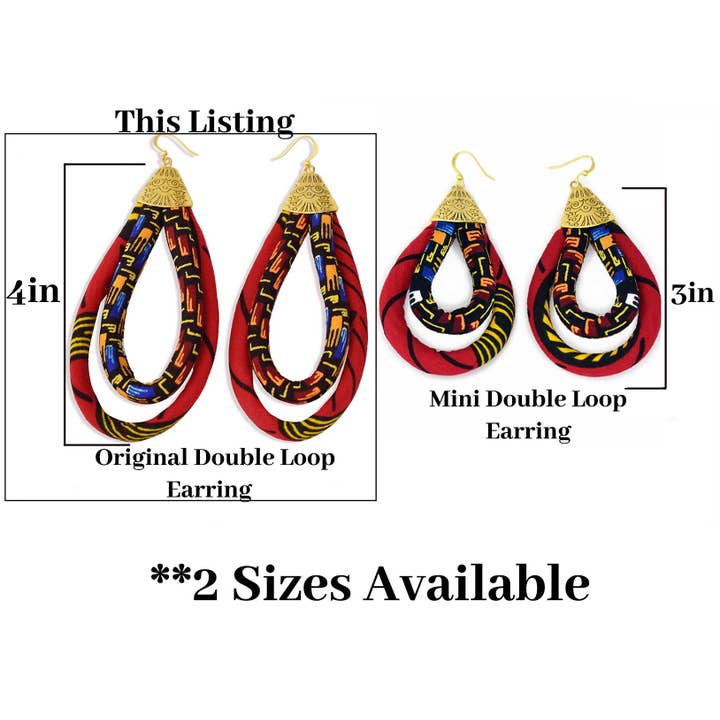 Cloth & Cord, LLC - Wholesale Dangle Earrings - Ankara African Double Loop Earrings | African Tribe Jewelry4