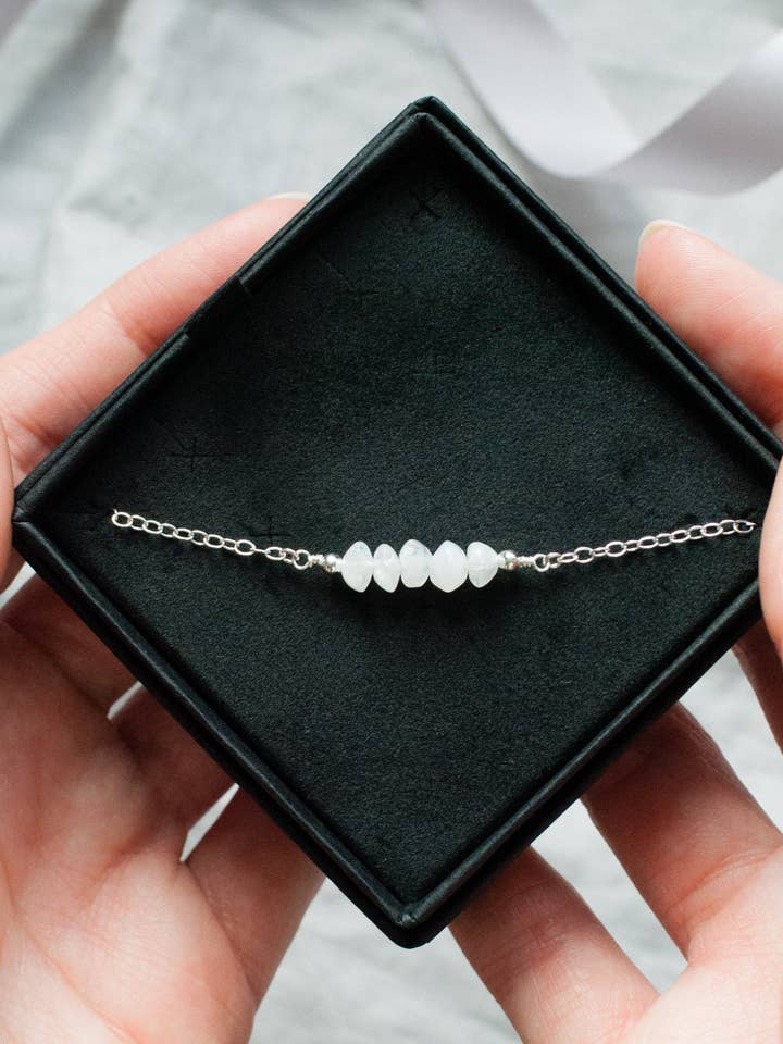 Sterling Silver Moonstone Bar Bracelet for wholesale by Honeydew Club
