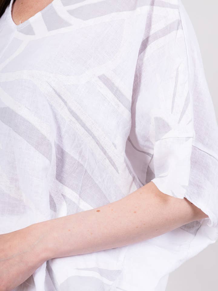 L'Emotion - Vendita all'ingrosso Camicetta - Donna - Maglia in lino 100% con scollo a V e maniche a pipistrello con motivo floreale8