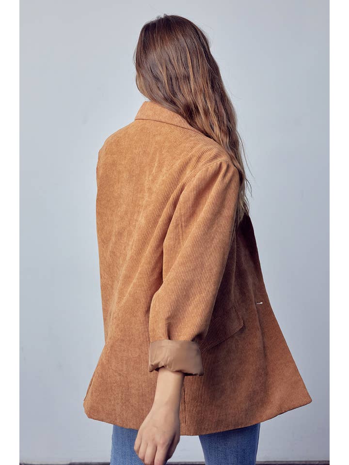 Oversized Corduroy Blazer - Camel for wholesale on Faire