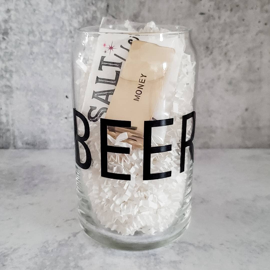 Salt and Sparkle - Wholesale Drinking Glass/Cup - BEER MONEY Glass and Money Clip Gift0