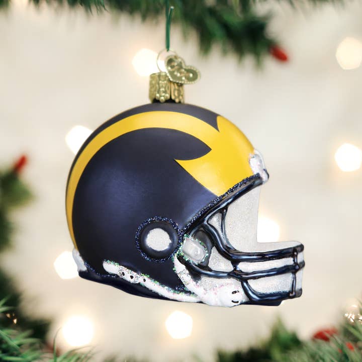 Michigan Helmet Ornament for wholesale by Old World Christmas