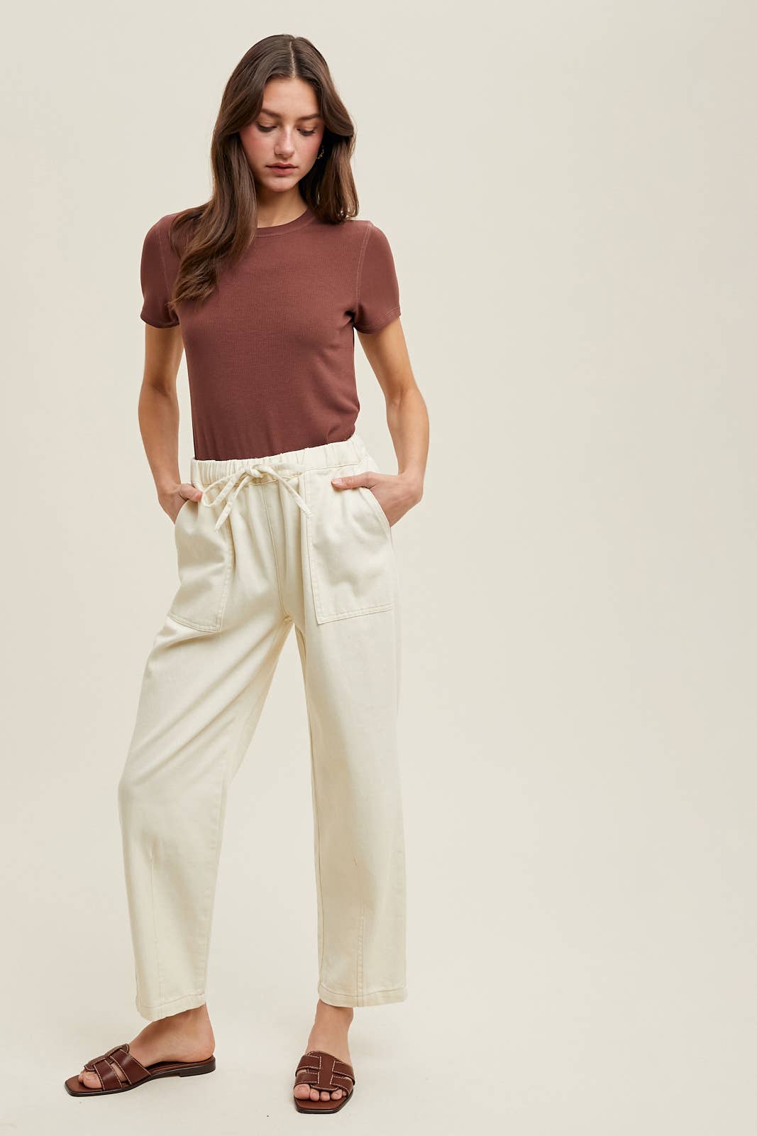 Wishlist Apparel – T-shirt – Mulher por atacado – Camiseta básica canelada de malha / WL18-171457