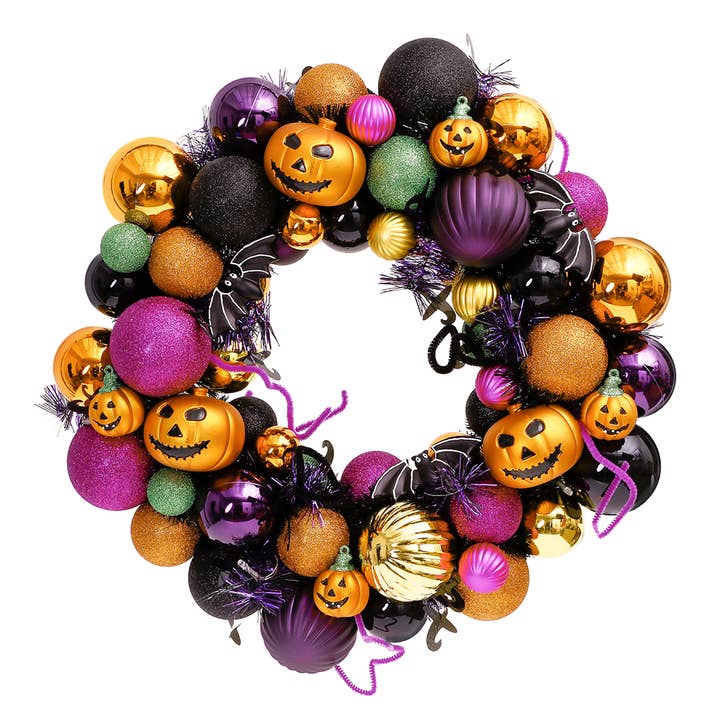 OrnamentallyYou - Wholesale Wreath - Spooktacular Halloween Ornament Bauble Wreath