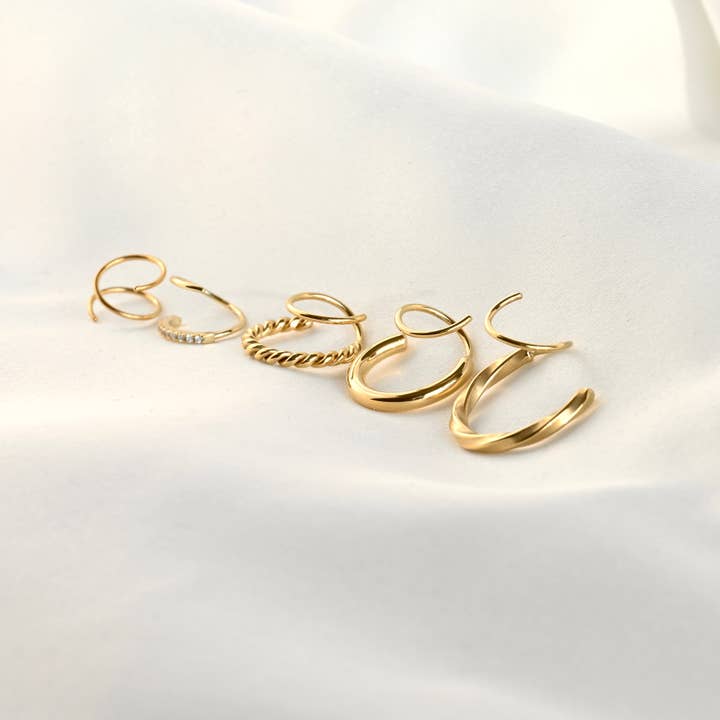 Blueyejewelry - Vendita all'ingrosso Orecchini a cerchio - Orecchini a Cerchio a Spirale Dorata - Orecchini a Torsione Impermeabili2