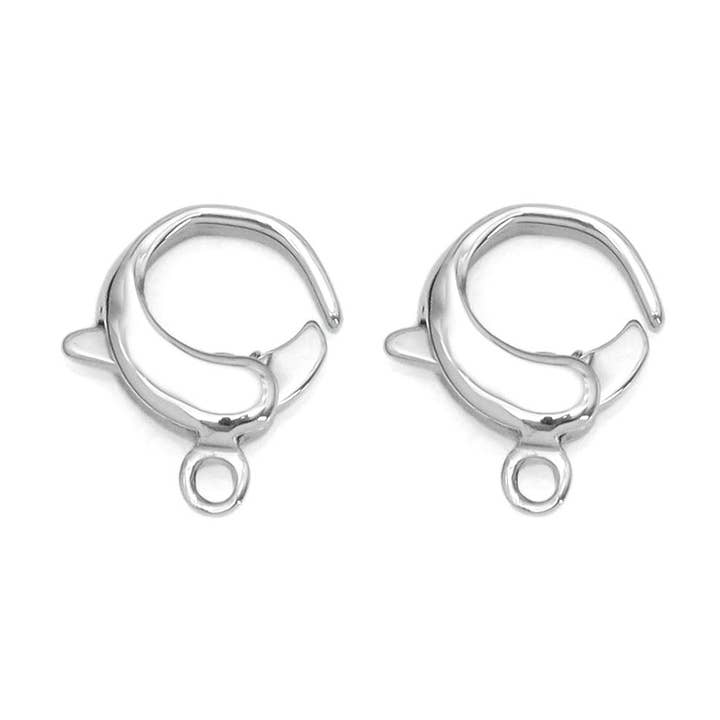 Fermoir à mousqueton rond en acier inoxydable argenté, Sku #Y996 pour la vente par BestBeads&Beyond