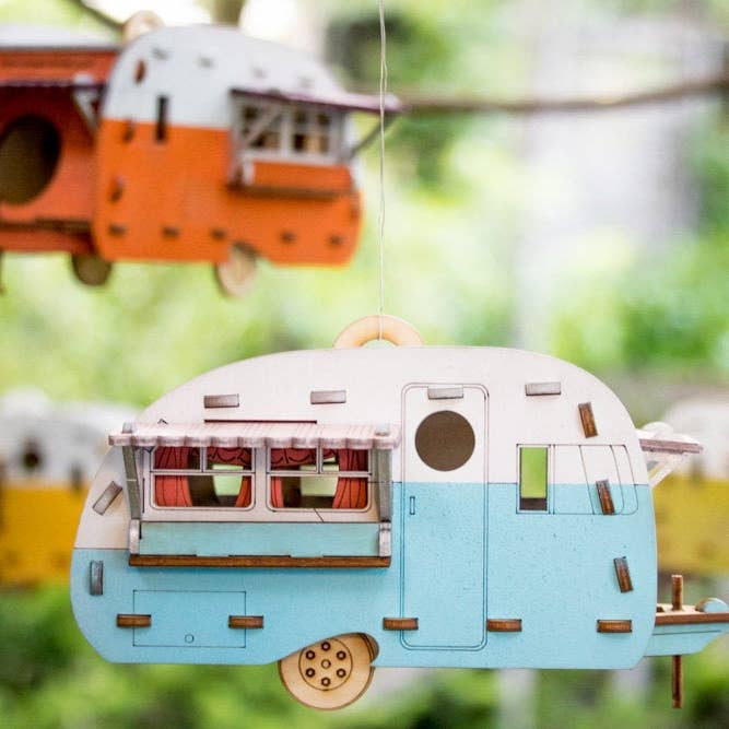 Vintage Camper Bird House Scale model playset you can build and use! Bring back the love of travel! for wholesale by One Man One Garage