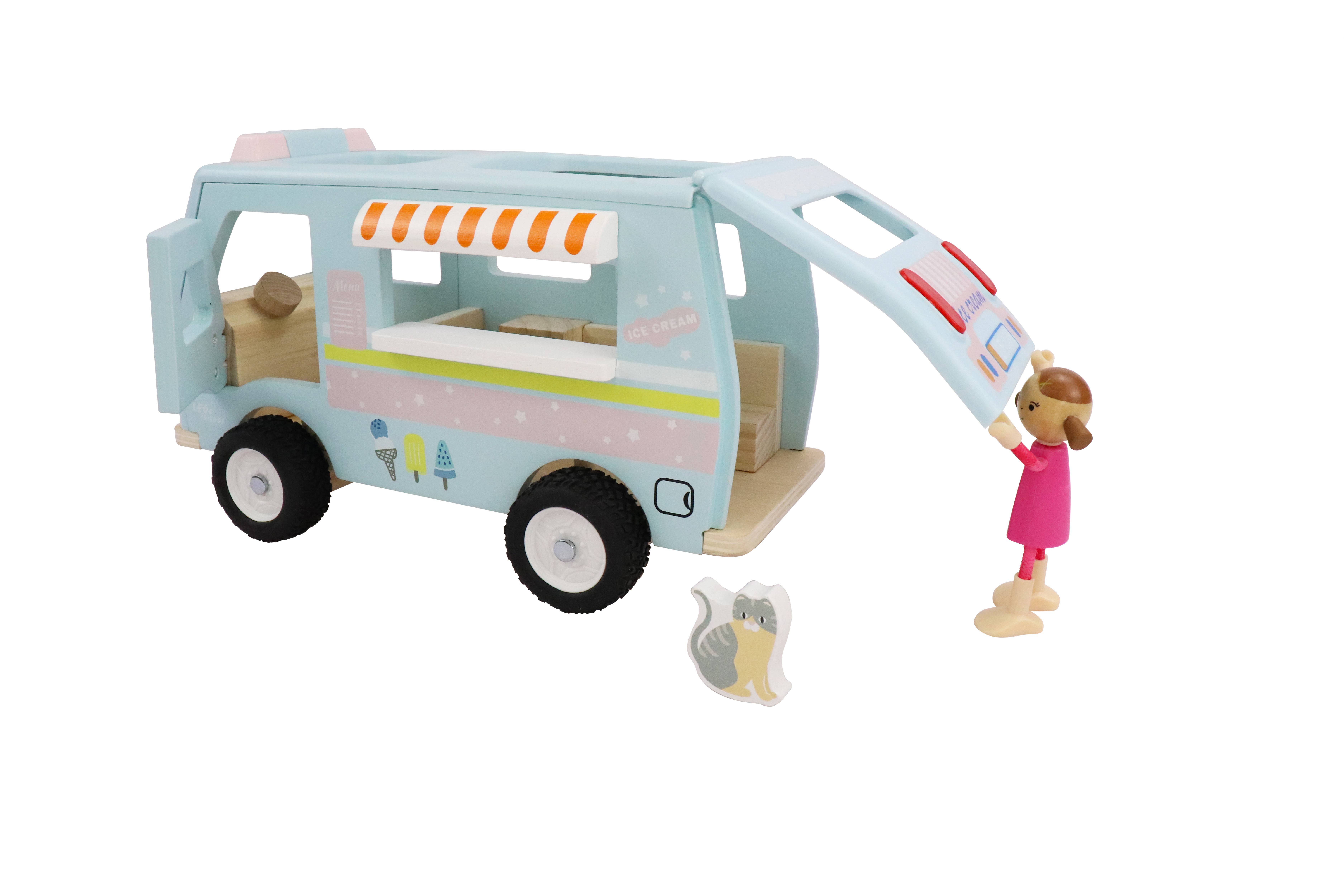 Leo & Friends - Wholesale Toy Set - Kids - L&F Wooden Ice Cream Van, 3-Piece Set2