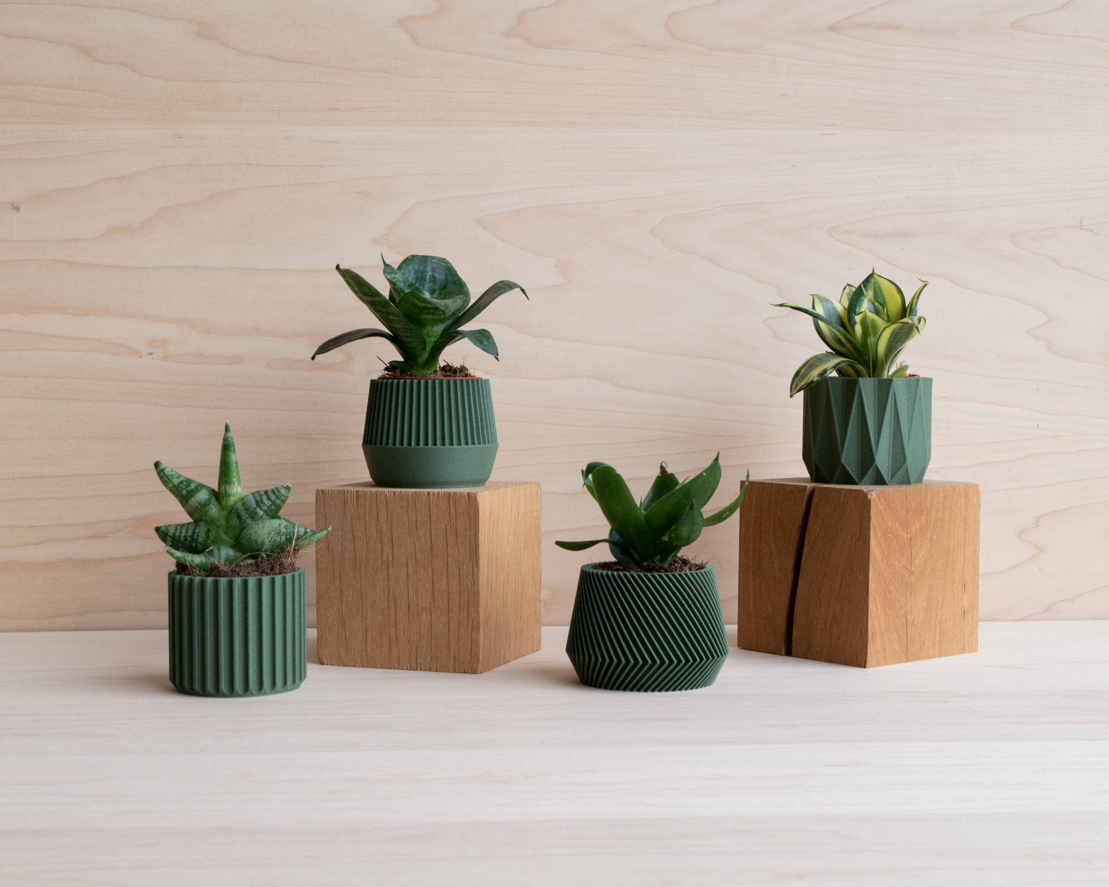 MINIMUM DESIGN - Vente Pot - Set de 4 petits pots de plantes verts - Oslo Origami Kobe Stockholm3
