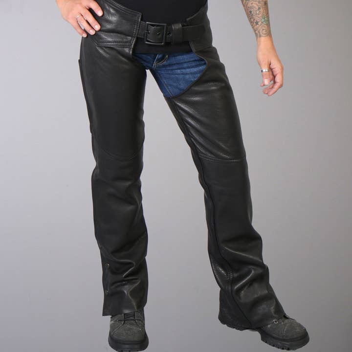 Hot Leathers CHL5001 Ladies Black USA MADE Motorcycle Biker Leather Chaps for wholesale on Faire1
