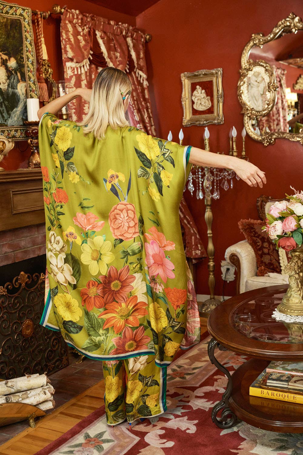 Olive Floral French Riviera Hand-Beaded Kimono / Topper for wholesale on Faire22