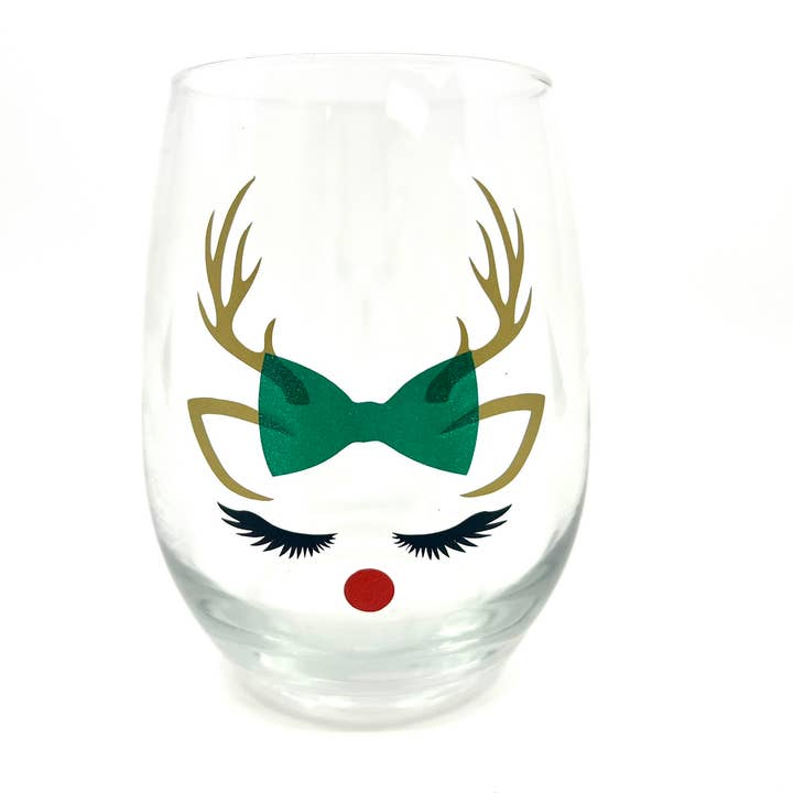 Kelli's Creations - Wholesale Wine Glass - Christmas Reindeer Wine Glass2