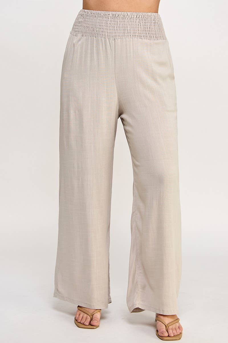 Haute Fox Plus Size & Contemporary - Wholesale Pants - Women's - Plus Size Smocked Waist Wide Leg Pant JK18641-P4