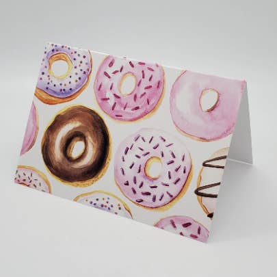 Pink Sprinkle Donuts Notecard Set | Set of 8 Blank Notecards for wholesale by Sarah Curran Designs