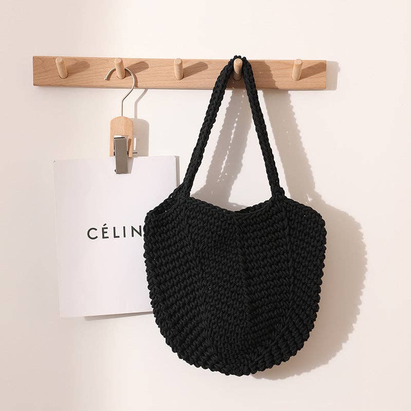 Dipped Shop - Wholesale Beach Bag - Solid Color Simple Woven Knit Handbag DPB17234