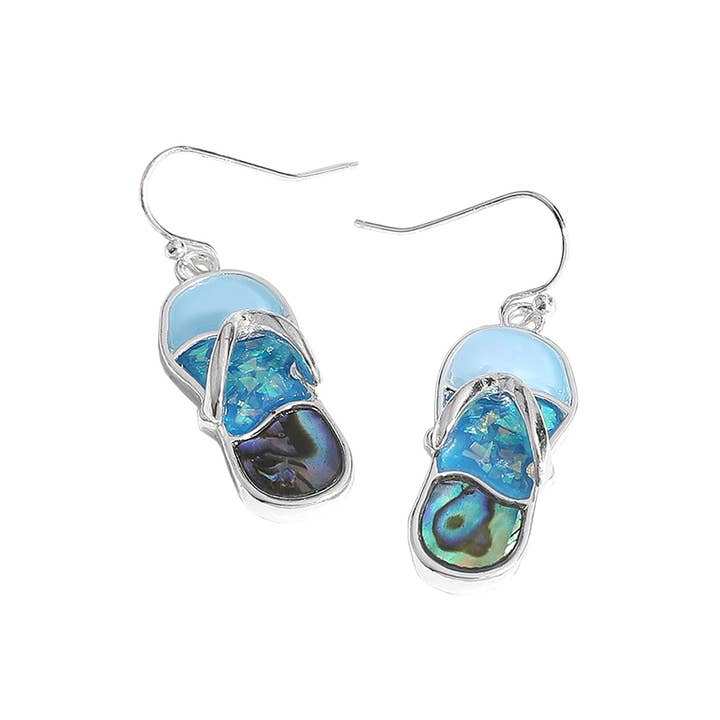 Sensibling Corp. - Wholesale Dangle Earrings - Abalone Sea Glass Flip Flop Dangle Earrings
