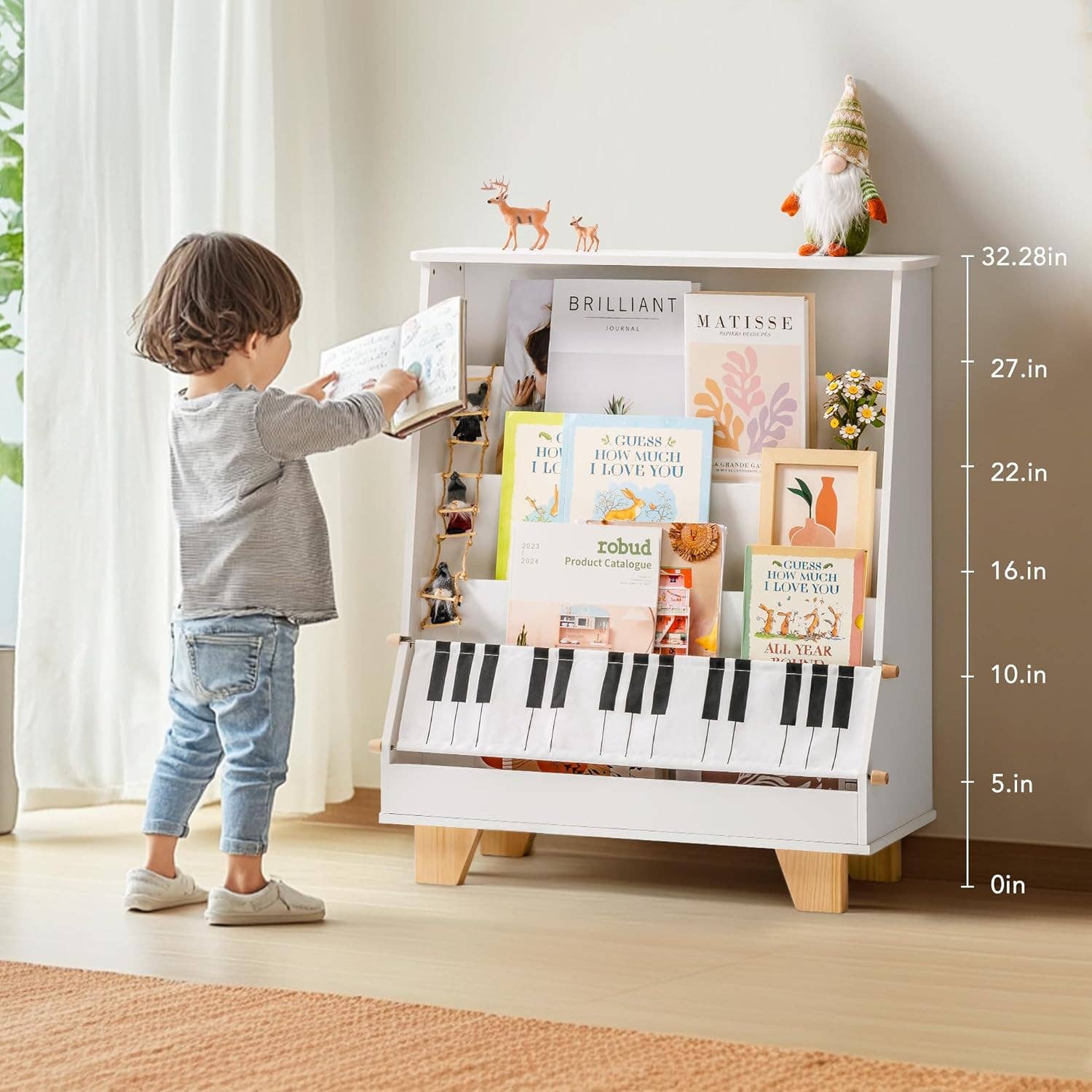 Robud & Mewoofun Official Store - Wholesale Bookcase - ROBOTIME 4-Tier Kid Toddler Bookshelf Front and Back Storage8