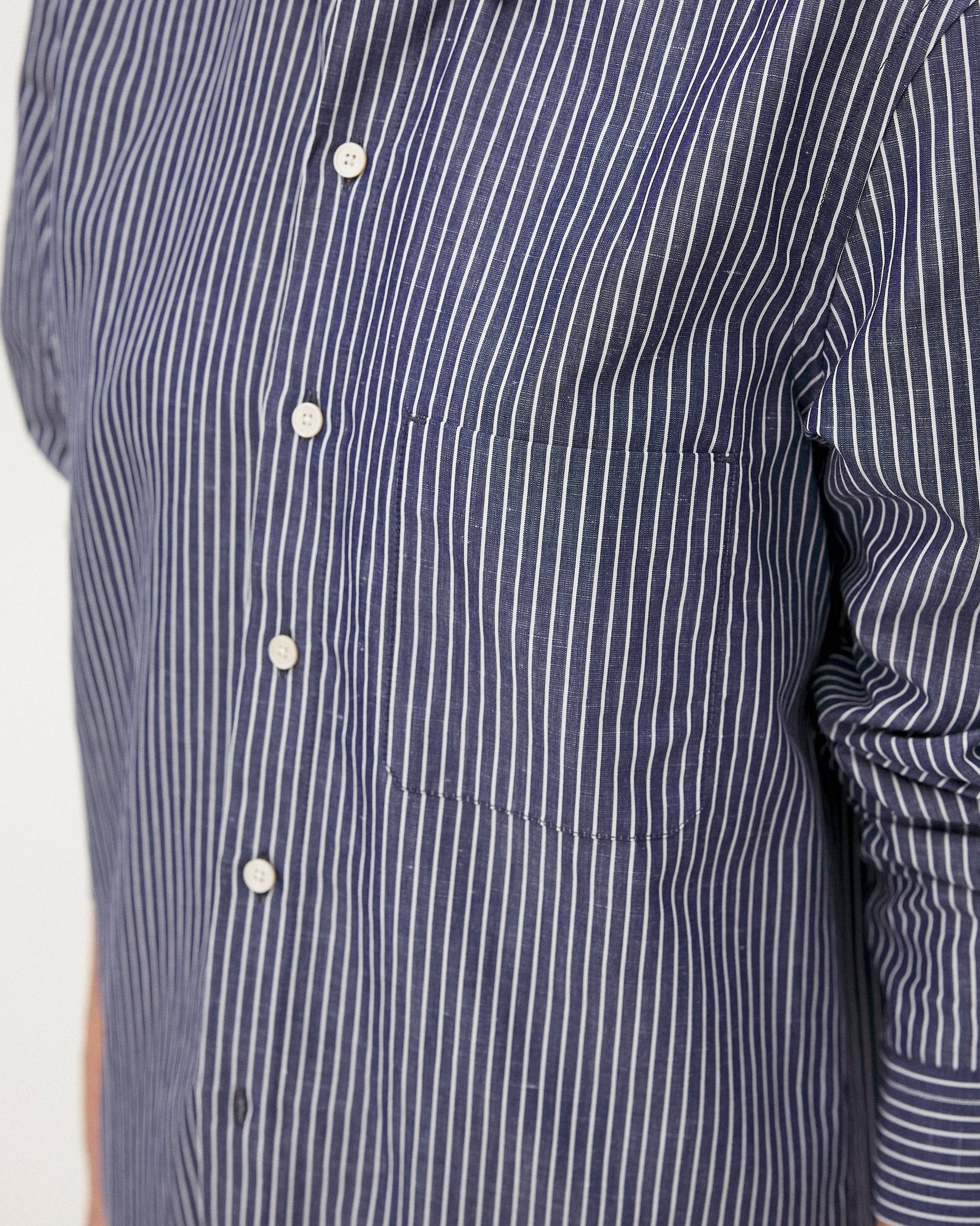 NOYOCO - Vendita all'ingrosso Camicia button down - Uomo - Camicia Curtis a righe blu10