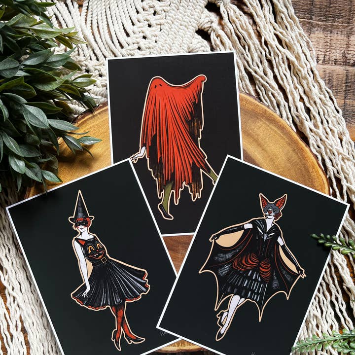 Holli Rose Art - Wholesale Art Print - Vintage Dancing Sheet Ghost Art PrintÂ