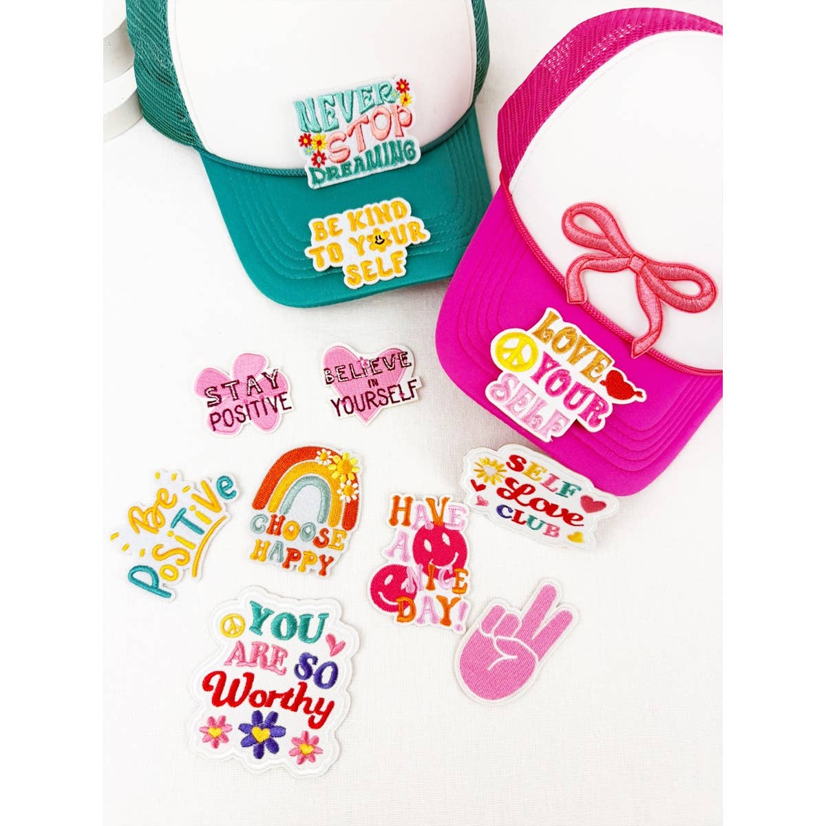 MIX COLOR SELF LOVE Theme DIY Iron On Embroidered Patches for wholesale on Faire4